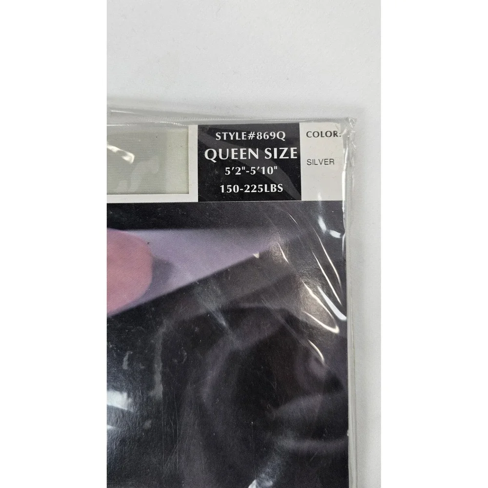 Golden Legs Satin Sheer Lycra‎ Pantyhose Silver Queen Size Vintage Hosiery #869Q